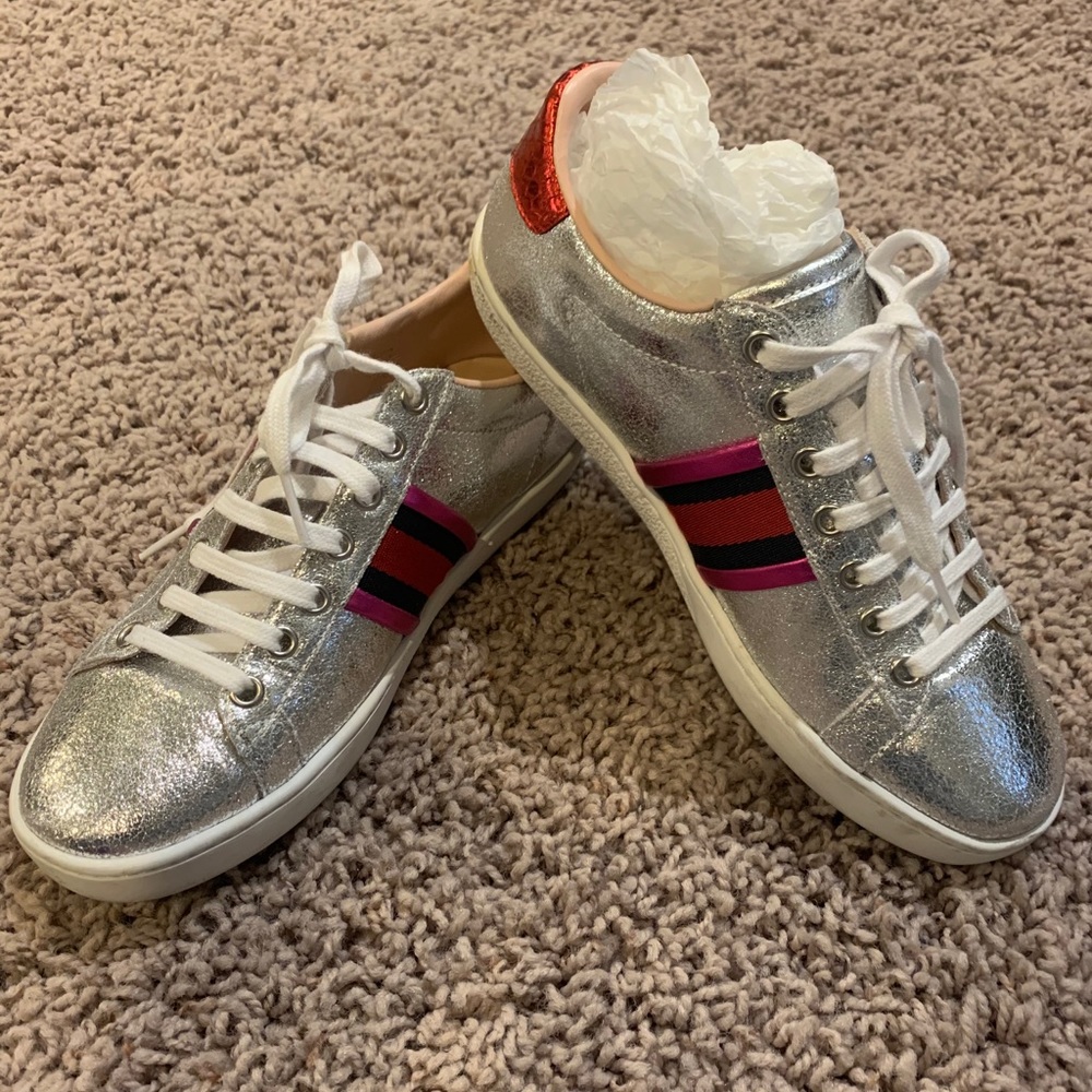 Gucci Ace Sliver Glitter Low Top Sneaker